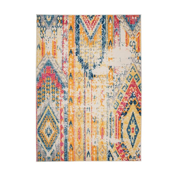World Rug Gallery Bohemian Geometric Modern Multi 7 ft. 10 in. x 10 ft. Area Rug