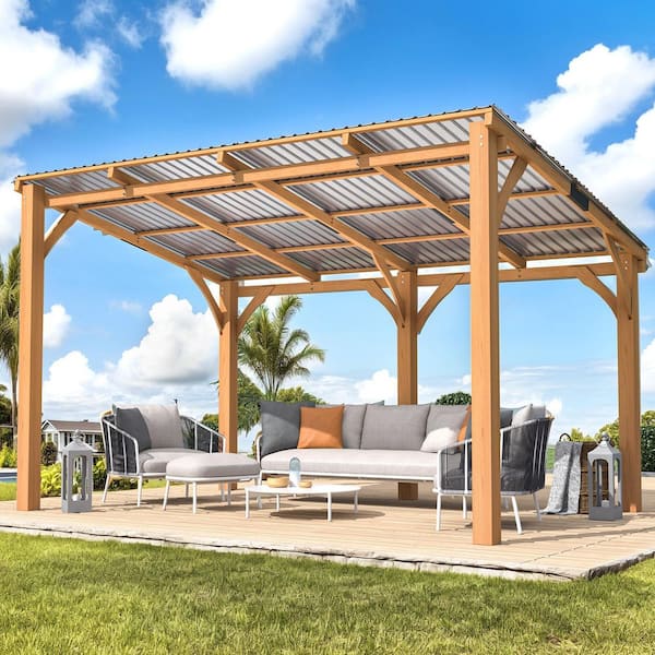 AECOJOY 14 ft. x 10 ft. Outdoor Wood Gazebo for Patio, Outdoor