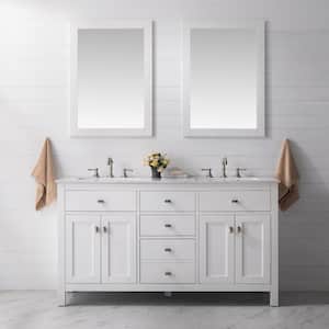 Artemis 60 in. W x 22 in. D x 34 in. H Double Bath Vanity in White with Quartz Top with White Sinks