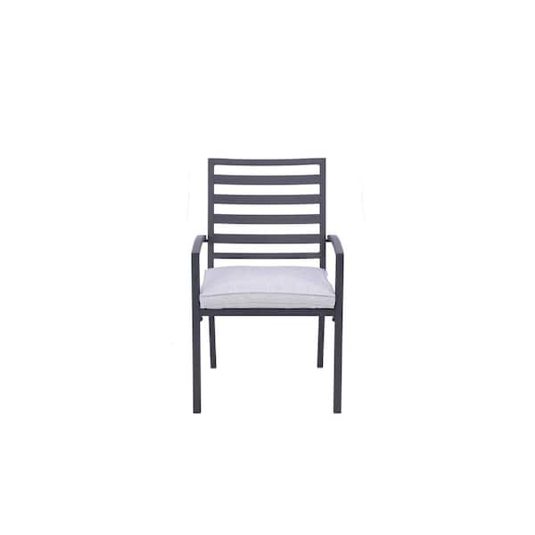 Crawford & Burke Nusa Slat-Back Outdoor Aluminum Dining Armchair with Cushion - Set of 2