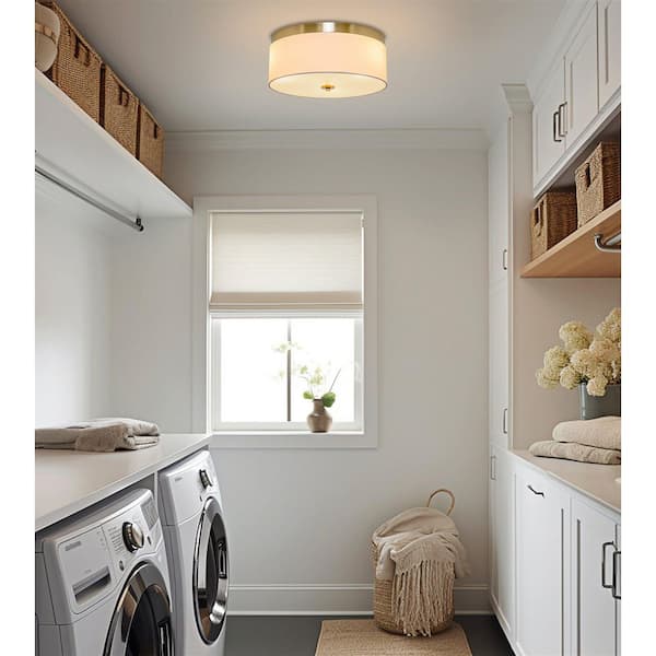 Walker 15 in. 3-Light Modern Cool Brass Flush Mount