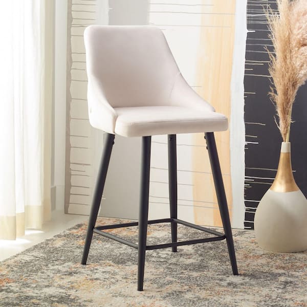 Kelsey 36.6 in. H Beige/Black Wood Bar Stool
