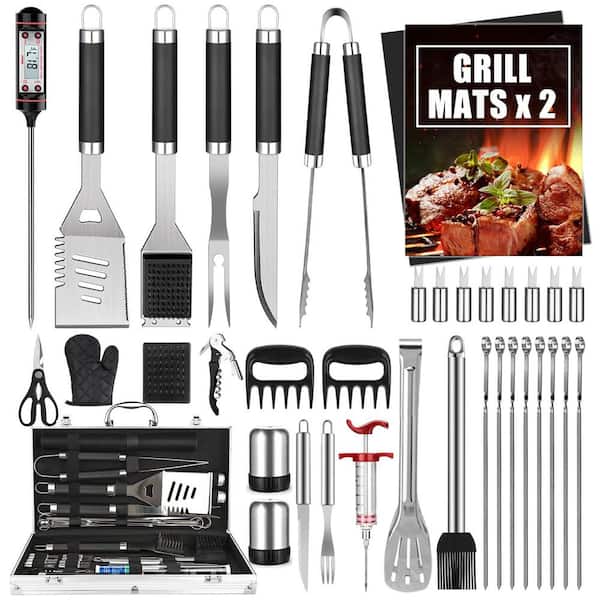 Dyiom 38-Piece Stainless Steel BBQ Grill Accessories Set in Black  B09VBFW5KC - The Home Depot