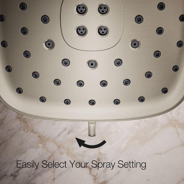 KOHLER Fordra 3-Spray Patterns 6.817 in. Wall Mount Fixed Shower Head in Vibrant Brushed Nickel