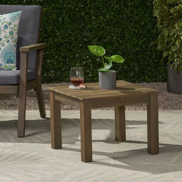 Grey Wood Outdoor Side End Table. XT-66469.00GRY - The Home