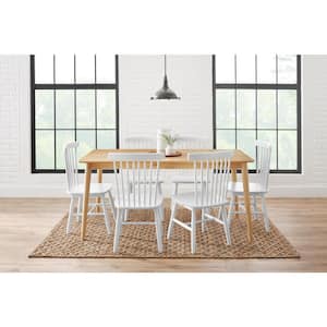 Natural Wood Finish Rectangular Dining Table for 6 (66 in. L x 30 in. H)