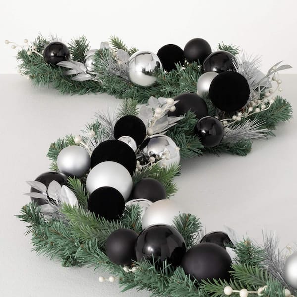 SULLIVANS 72 in. Black Ball Pine Unlit Artificial Christmas Garland,  Multicolored Christmas Garland GD1488 - The Home Depot