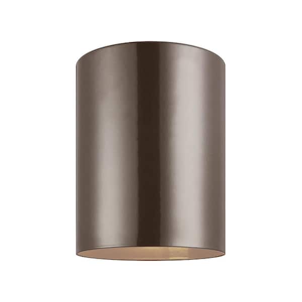 Generation Lighting Outdoor Cylinders 6.625 in. Bronze Integrated LED Outdoor Ceiling Flushmount