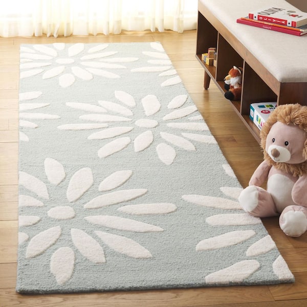 Safavieh Kids 3 ft. x 8 ft. Teal/Ivory Floral Runner Rug