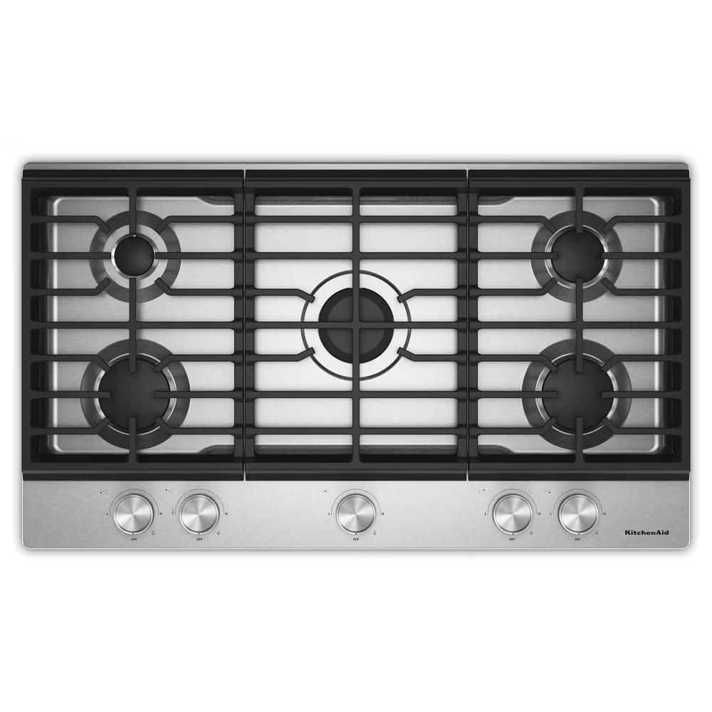 36 in. 5 Burners Gas Cooktop in Stainless Steel with 5 Versatile Burners