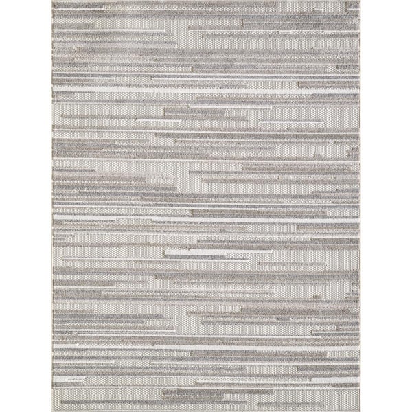 Kas Rugs Calla Grey Denni 8 ft. x 10 ft. Coastal Abstract Indoor/Outdoor Area Rug