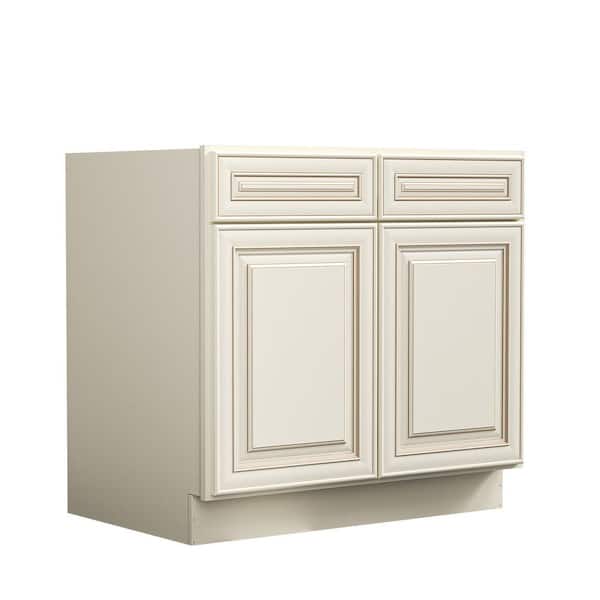 Hausvita 36 in. W x 24 in. D x 34.5 in. H in Traditional White Plywood Ready to Assemble Kitchen Base Cabinet