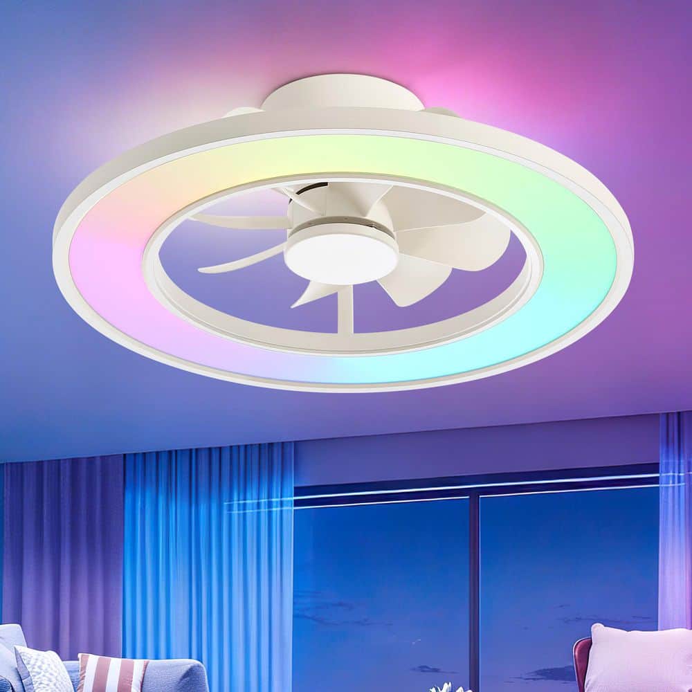 アウトレットCD　Light Mellow Breeze Breezary 20 in. Indoor White Low Profile Fandelier Flush Ceiling