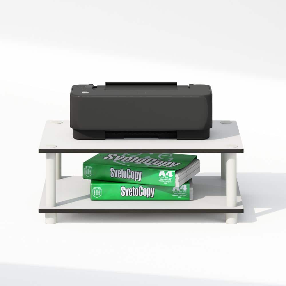 White Composite Wood 2-Tier Multipurpose Printer Stand