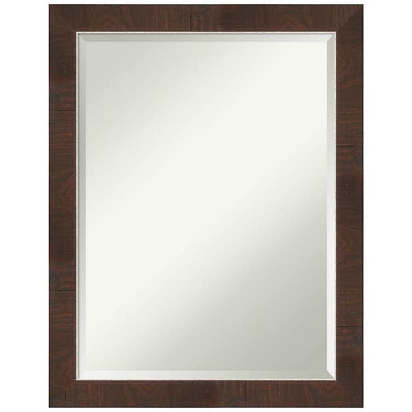 Amanti Art Wildwood Brown Narrow 21.25 in. H x 27.25 in. W Framed Wall Mirror