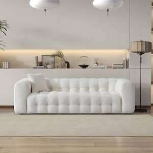 Marsi 87 in. Square Arm 3-Seater Sofa in Ivory