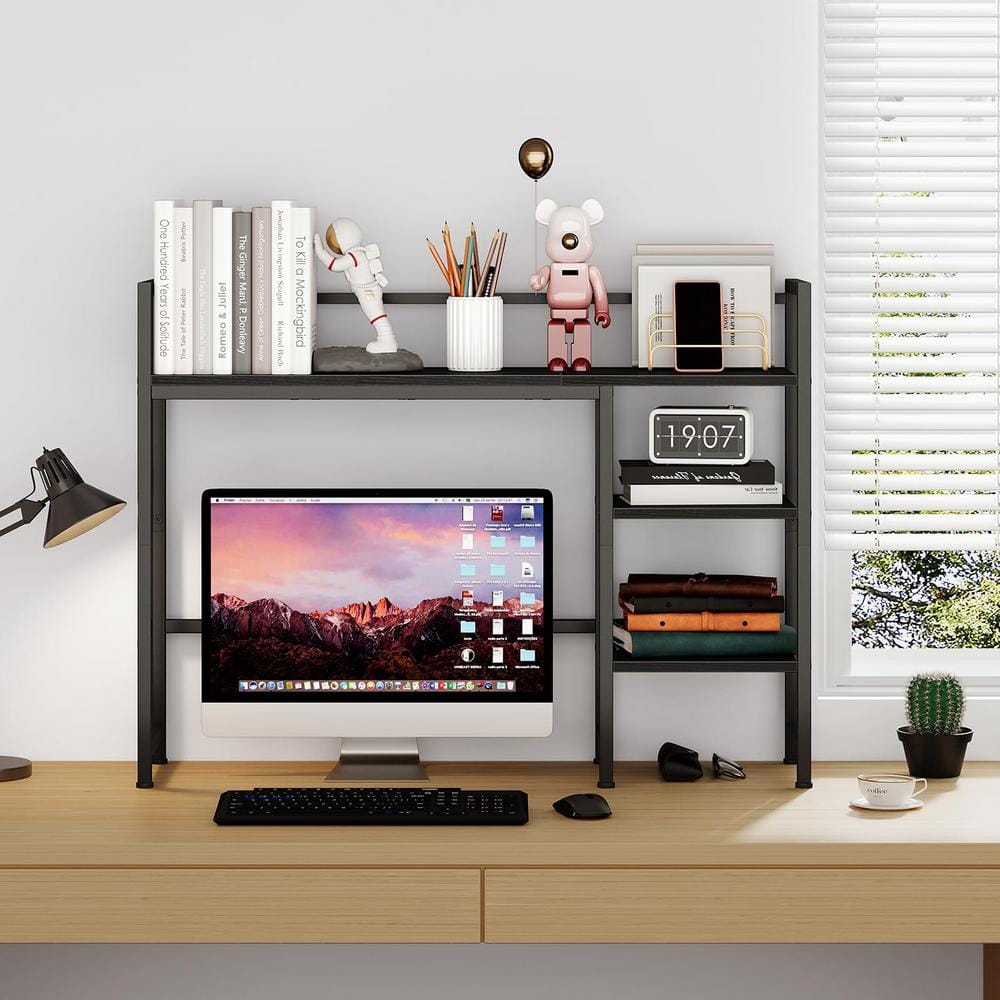 Afoxsos Black 38.6 in. x 30 in. Wood Desk Accessories, Black