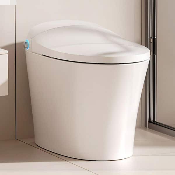 1-Piece 1/1.27 GPF High Efficiency Dual Flush Elongated Toilet in White with Heated Seat and Slow-Close, Seat Included