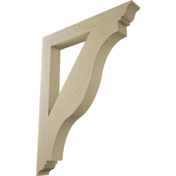 Ekena Millwork 3.5 in. x 36 in. x 28 in. Funston Traditional Rough Cedar Woodgrain Timberthane Polyurethane Bracket, Primed Tan