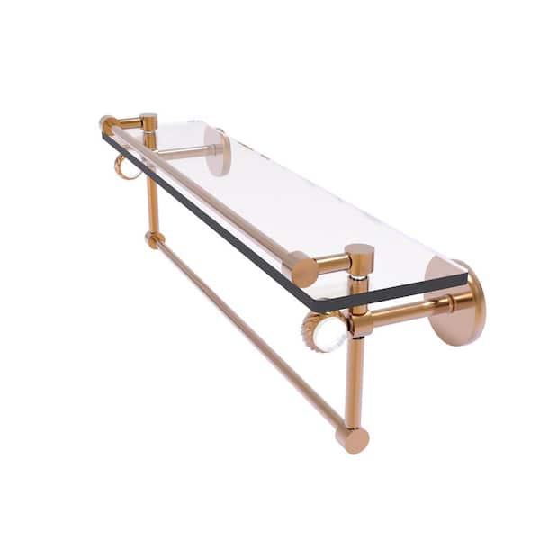 Allied Brass Clearview 22 in. W x 6.7 in. H x 5.8 D Glass Rectangular Shelf in Brushed Bronze with Towel Bar and Twisted Accents