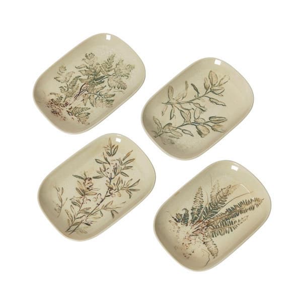 Storied Home Multicolor Debossed Reactive Glaze Stoneware Plate (Set of 4)