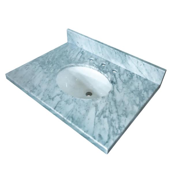 Kingston Brass Templeton 36 in. x 22 in. Vanity Top with Oval Sink in Carrara Marble