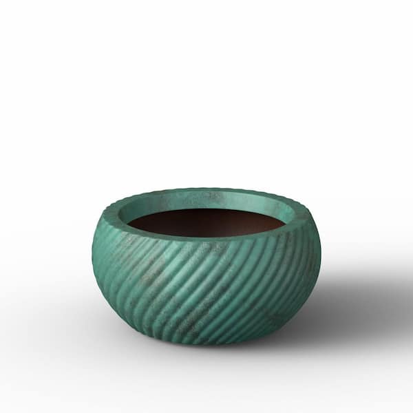 12.5 in. Medium Muted Teal(Premium Inner) Concrete Round Planter/Pot with Drainage Holes