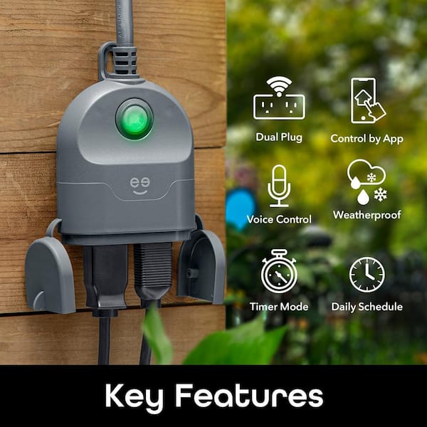 Enbrighten Z-Wave Plus Smart Outdoor Switch, 1-Outlet Plug-in (2nd Gen.),  Weather-Resistant, Works with Alexa, Google Assistant, for Landscape 