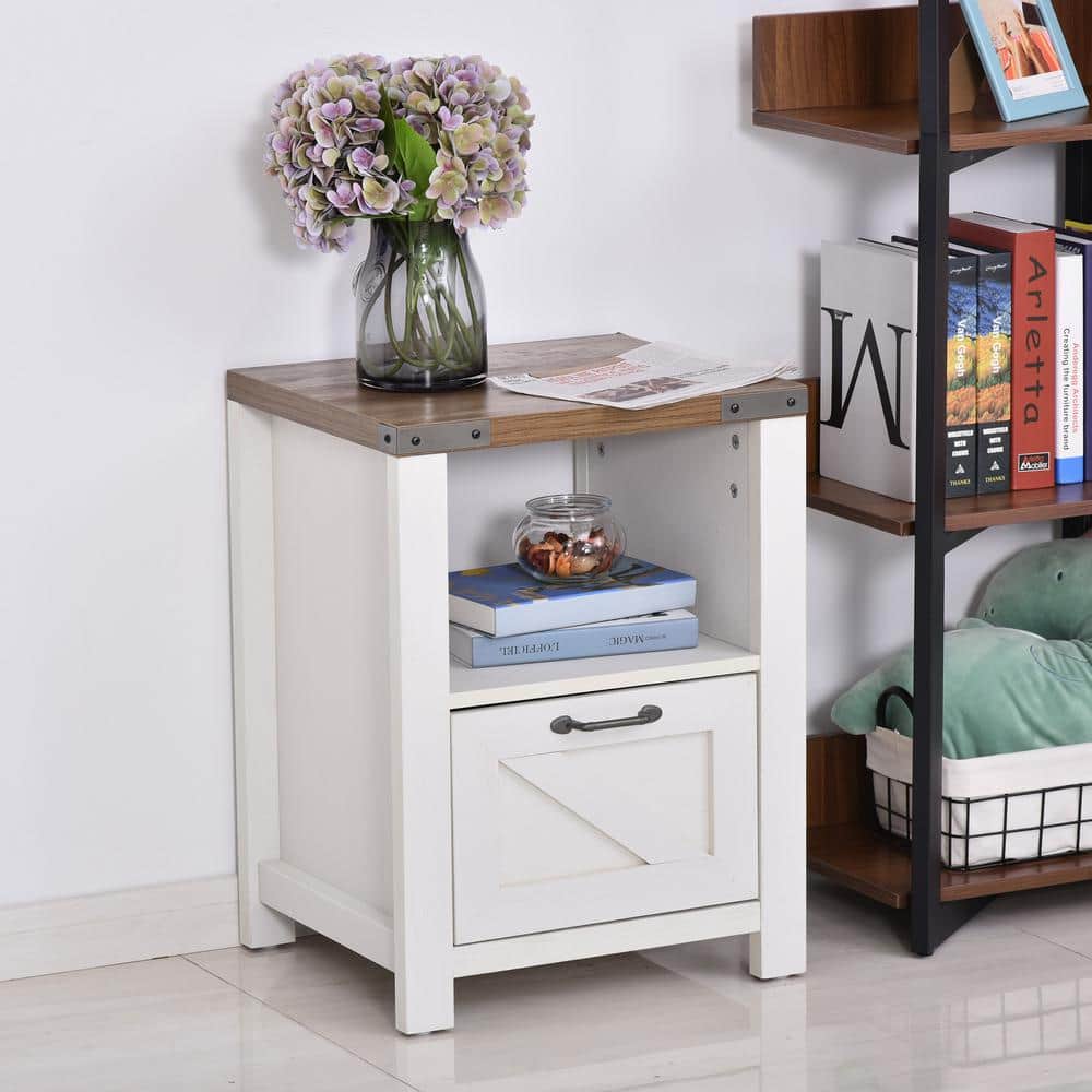 Industrial Oak Rectangular Side Table with Storage
