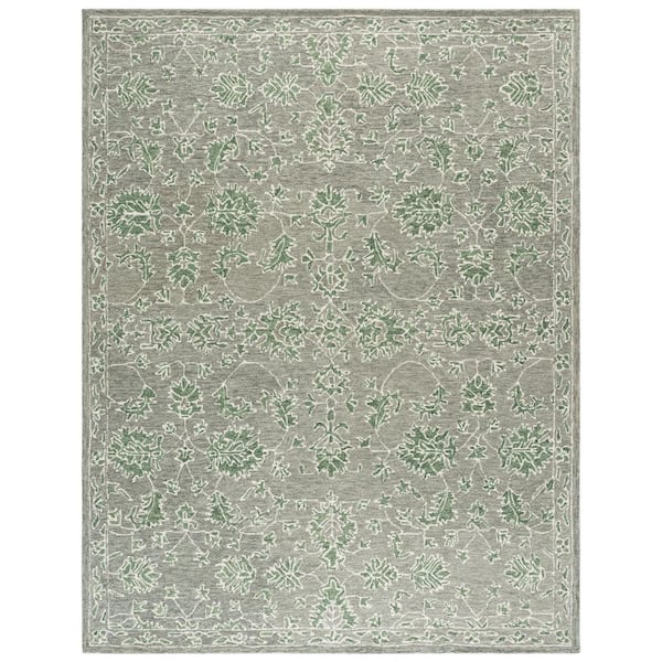 Metro 9 ft. x 12 ft. Gray/Green Persian Area Rug