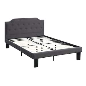 Black and White Metal Frame Twin Platform Bed with Button Tufted Headboard