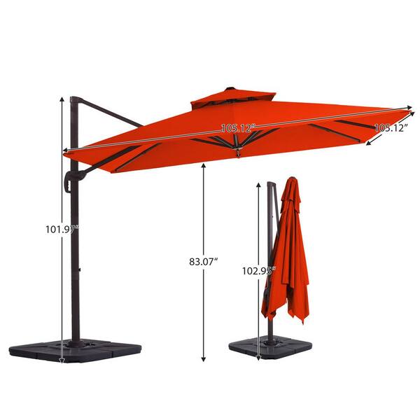 cantilever patio umbrella 6 ft PURPLE LEAF 6 ft. x 10 ft. Cantilever Patio Umbrella Swivel Aluminum Offset  360 Rotation Umbrella with Base, Light Gray PPLXHRCDXZ610LB