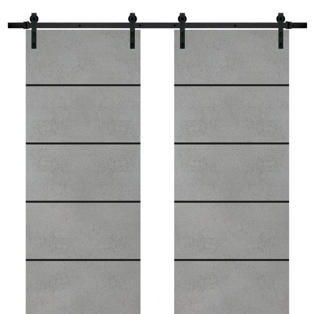 Assemble Required 36 in. x 96 in. 2-Panel Concrete Solid Wood with Honeycomb Sliding Barn Door with Hardware Kit price history on PriceWatchPro