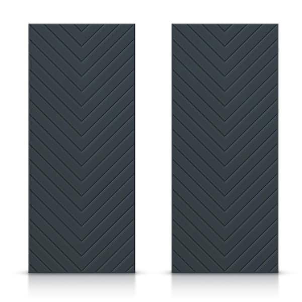 CALHOME 48 in. x 80 in. Hollow Core Charcoal Gray Stained Composite MDF Interior Double Closet Sliding Doors