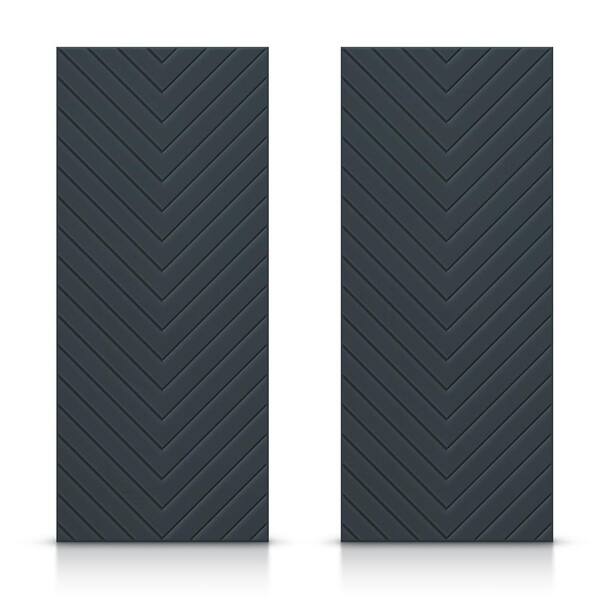 CALHOME 84 in. x 80 in. Hollow Core Charcoal Gray Stained Composite MDF Interior Double Closet Sliding Doors