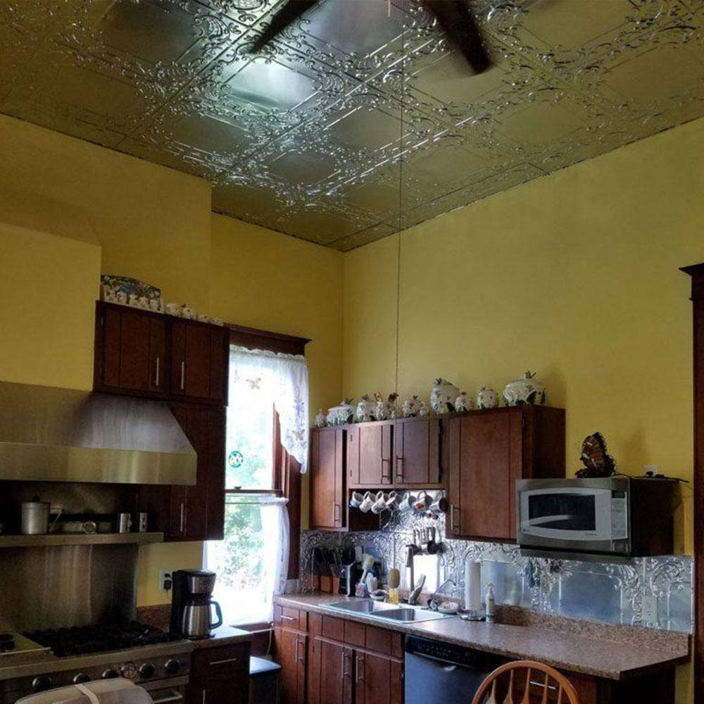 Eggshell White Powder Coated Tin Ceiling Tile, 2 ft. x 2 ft.