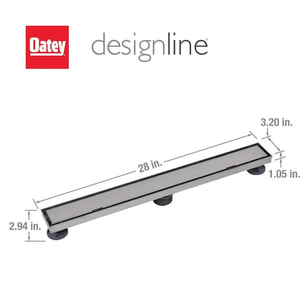 Designline 28 in. Stainless Steel Linear Shower Drain with Tile-In Pattern Drain Cover