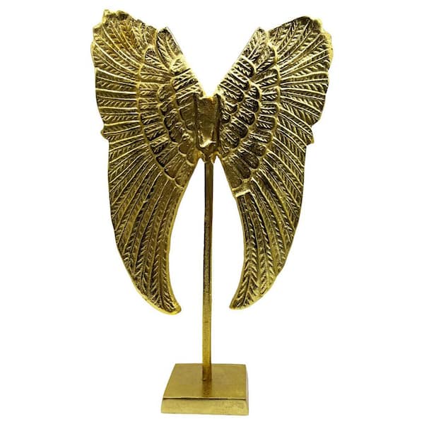 castellousa Gold 20 in. x 4 in. Decorative Metal Aluminum Angel Wings Sculpture