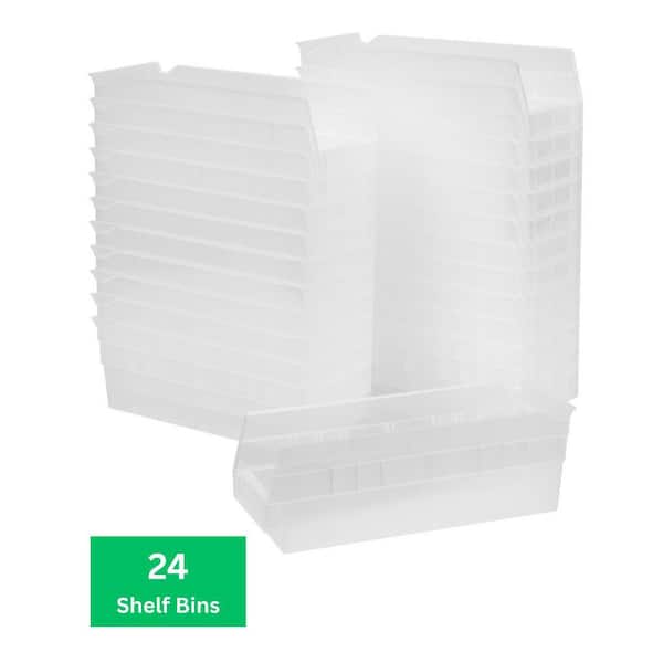 Akro-Mils 30120 Plastic Stackable Shelf Bins, 12 in. x 4 in. x 4 in. Clear, 24-Pack