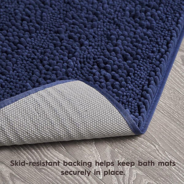 Laura Ashley Non-Slip Astor Chenille Blue 20 in. x 34 in