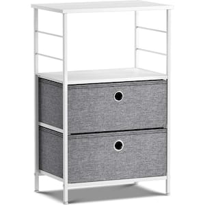 2 Drawer White Nightstand 33.75 in. H x 21.62 in. W x 11.75 in. D