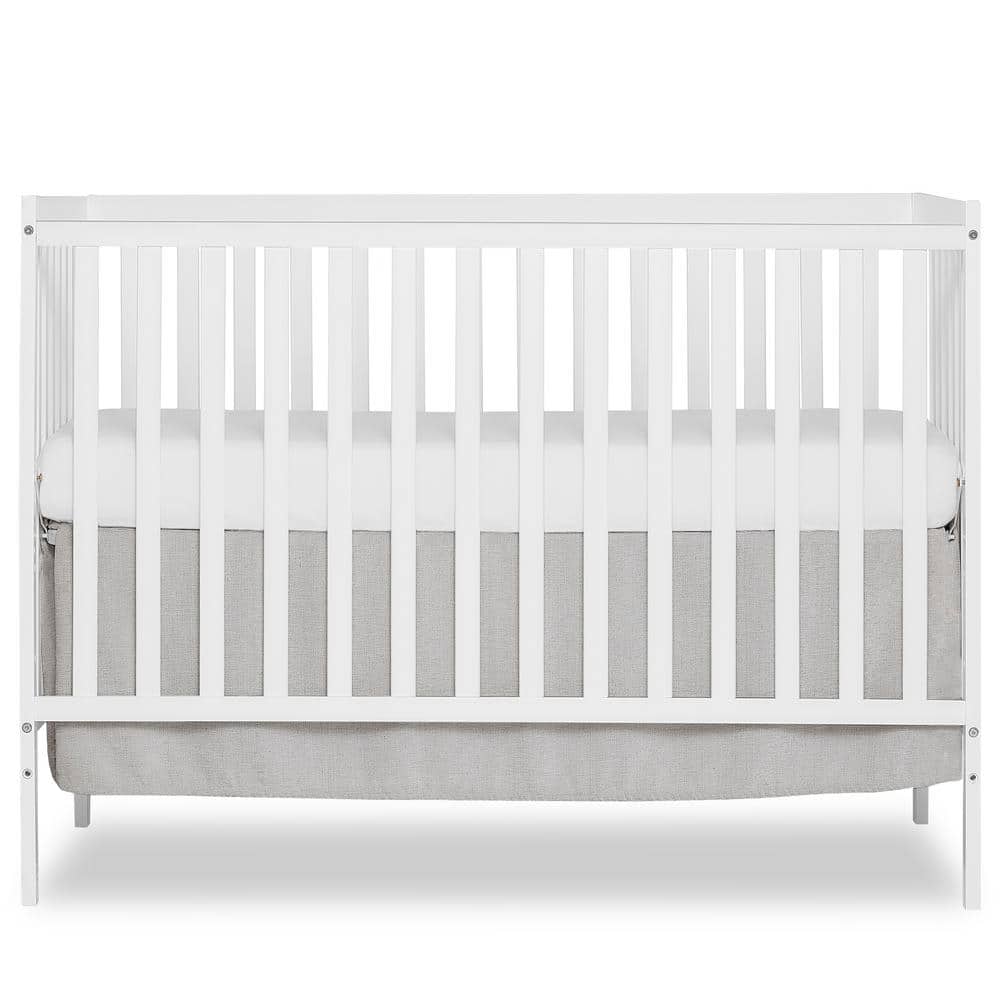 White 5-in-1 Convertible Crib with Adjustable Mattress Support