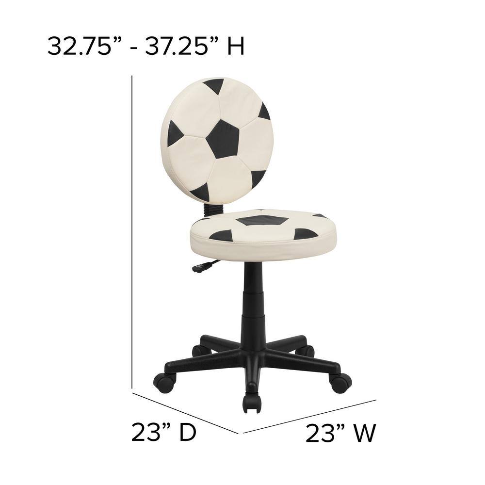 Soccer Ball Swivel Task Chair in Black and White Vinyl