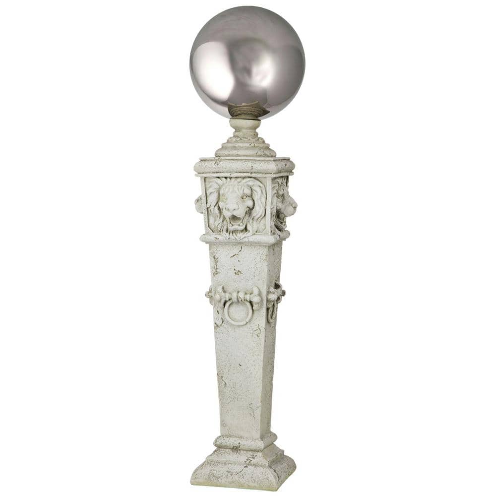 41 in. H. Lion Head Garden Pillar Statue Gazing Globe