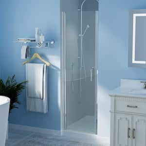 24-25 in. W x 72 in. H Pivot Frameless Swing Corner Shower Panel with Shower Door in Chrome with Clear Glass