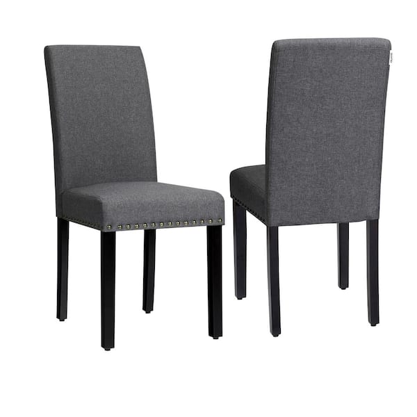 Dark grey 2025 fabric dining chairs