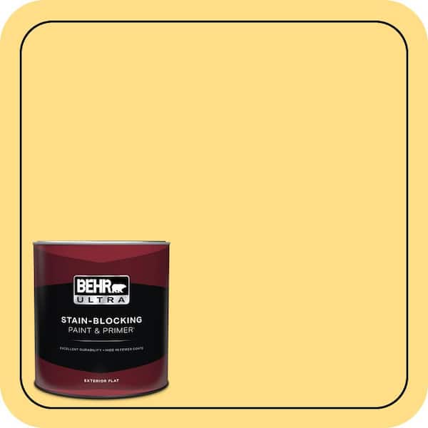 BEHR ULTRA 1 qt. #330B-5 Yellow Corn Flat Exterior Paint & Primer