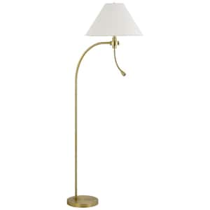 67.5 in. Height Antique Brass Standard Metal Floor Lamp With Fabric Shade