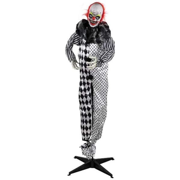 5.5 ft. Animated Standing Clown with Glowing Eyes Halloween Decoration