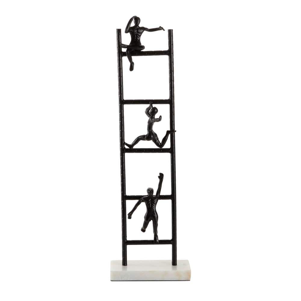 Black Metal Geometric Sculpture with Human Figures